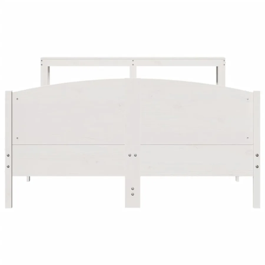 Cadre de lit sans matelas blanc 160x200 cm bois de pin massif - 4