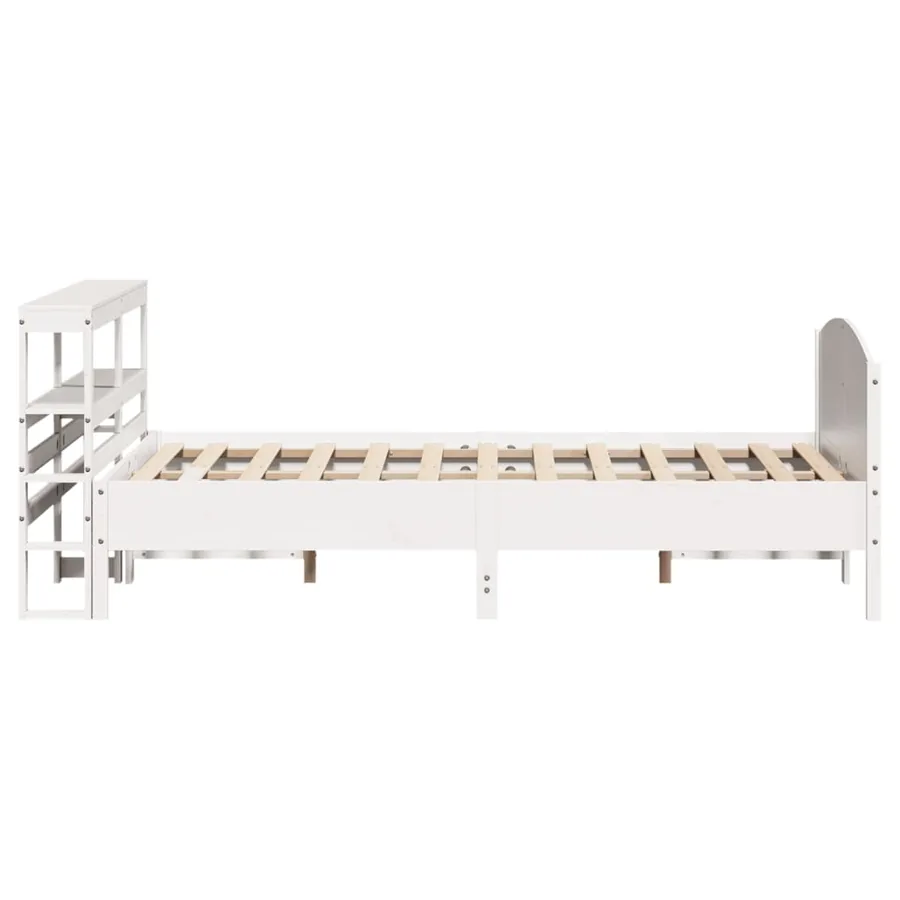 Cadre de lit sans matelas blanc 160x200 cm bois de pin massif - 5