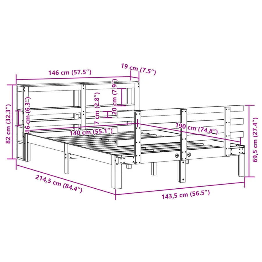 Cadre de lit avec tête de lit sans matelas blanc 140x190 cm - 11