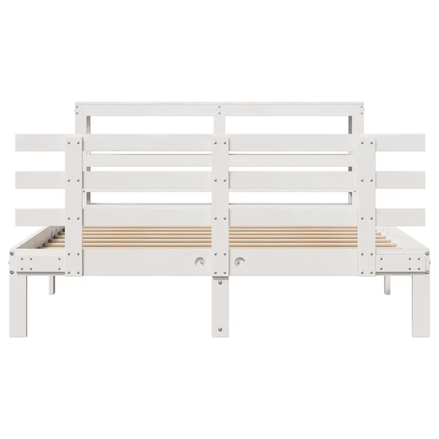 Cadre de lit avec tête de lit sans matelas blanc 140x190 cm - 4