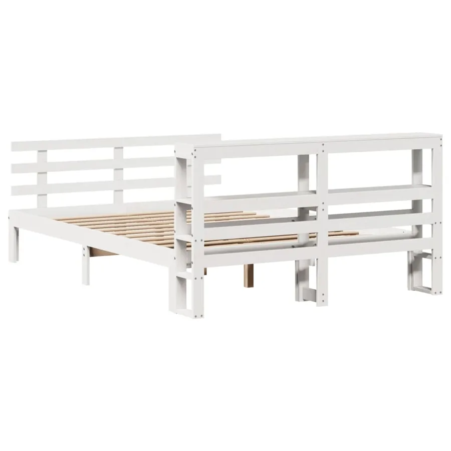 Cadre de lit avec tête de lit sans matelas blanc 140x190 cm - 8