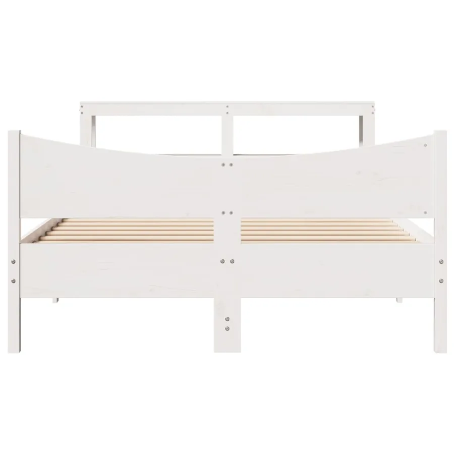 Cadre de lit avec tête de lit blanc 140x200 cm bois pin massif - 4