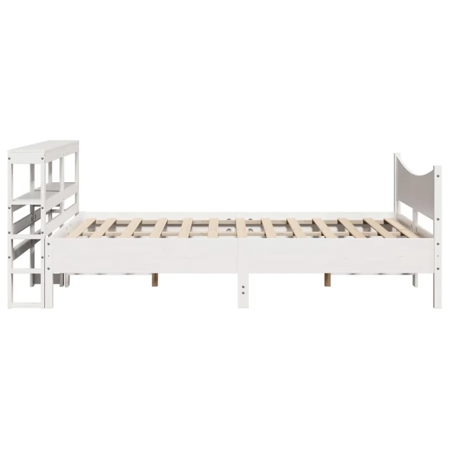 Cadre de lit avec tête de lit blanc 140x200 cm bois pin massif - 7