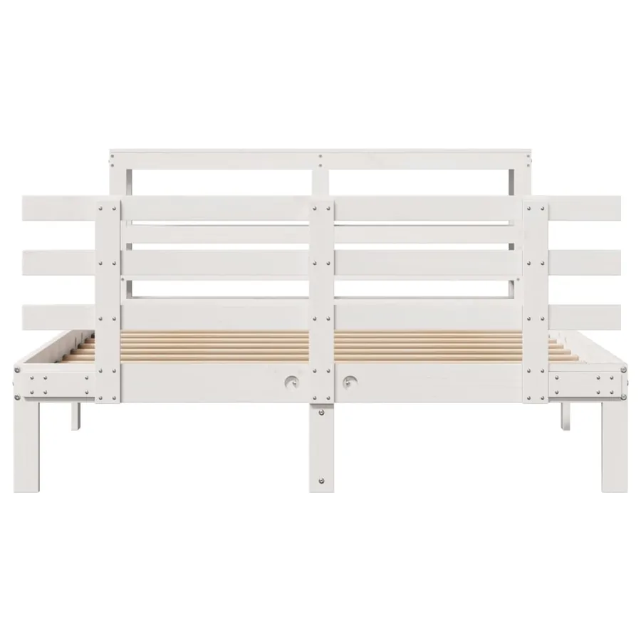 Cadre de lit avec tête de lit sans matelas blanc 140x200 cm - 4