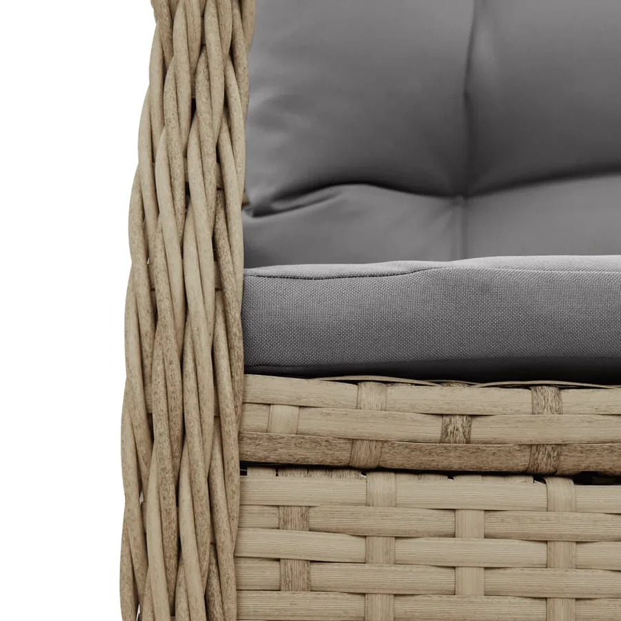 Ensemble à manger de jardin avec coussins 5pcs Beige poly rotin - 6