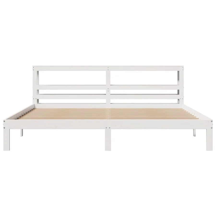 Cadre de lit avec tête de lit sans matelas blanc 180x200 cm - 4