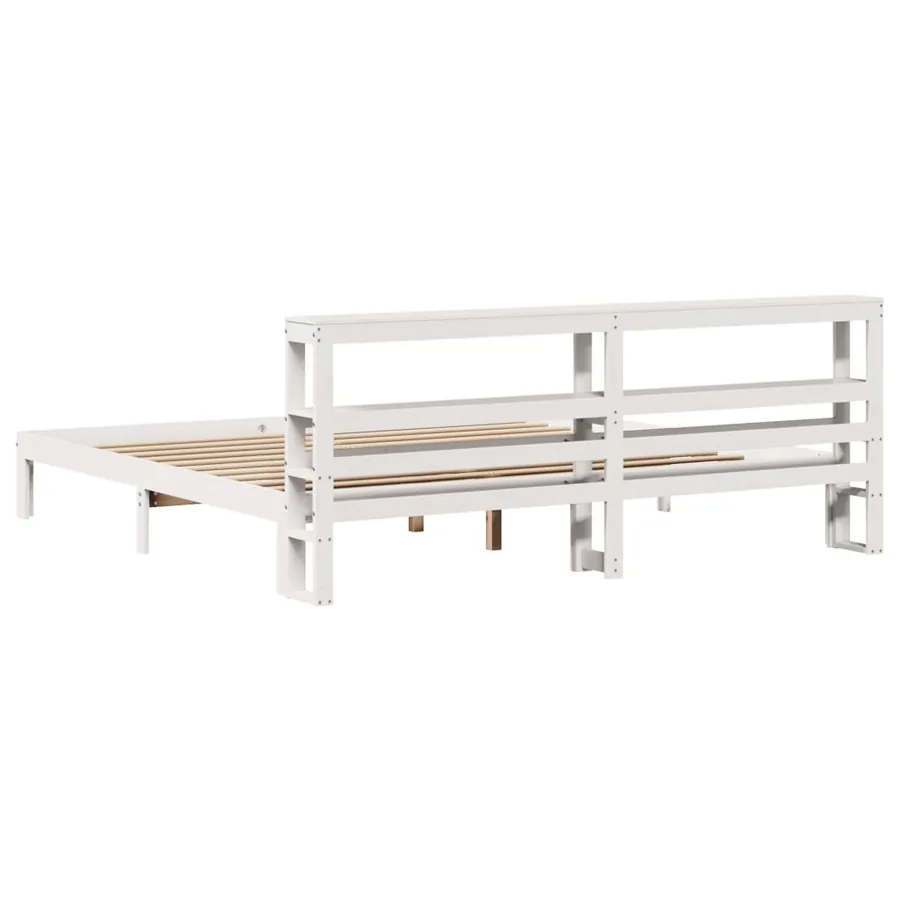 Cadre de lit avec tête de lit sans matelas blanc 180x200 cm - 6