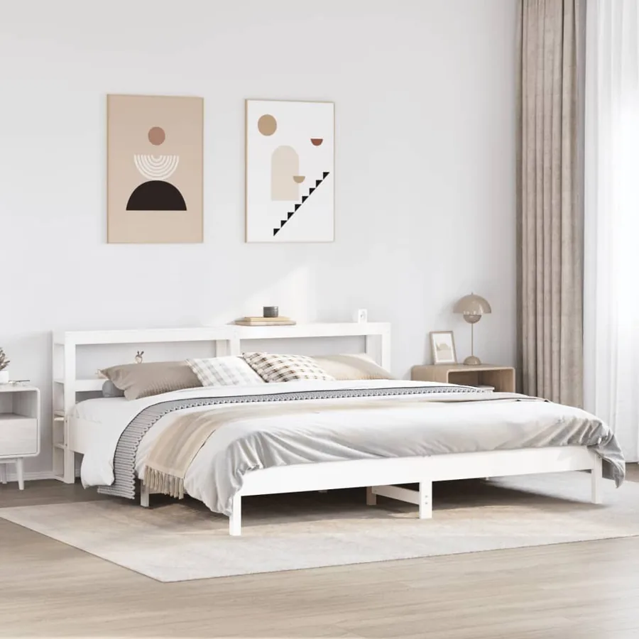 Cadre de lit sans matelas blanc 180x200 cm bois massif de pin