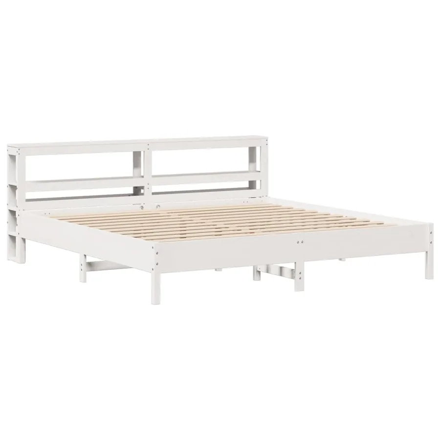 Cadre de lit sans matelas blanc 180x200 cm bois massif de pin - 3