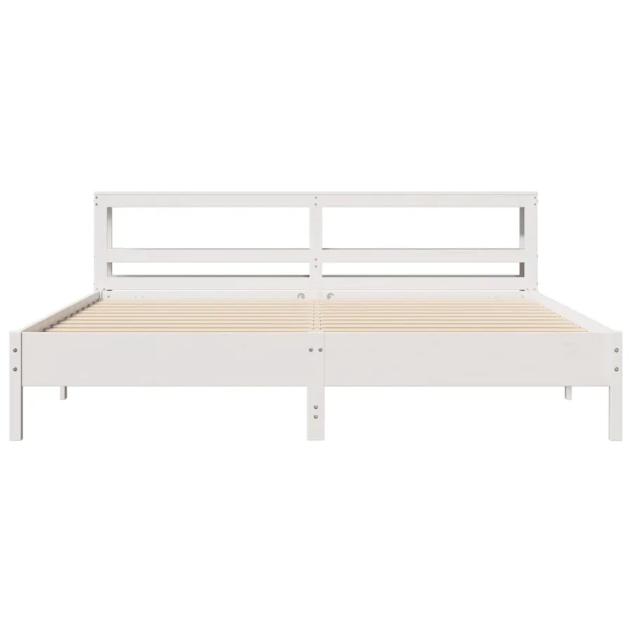 Cadre de lit sans matelas blanc 180x200 cm bois massif de pin - 4