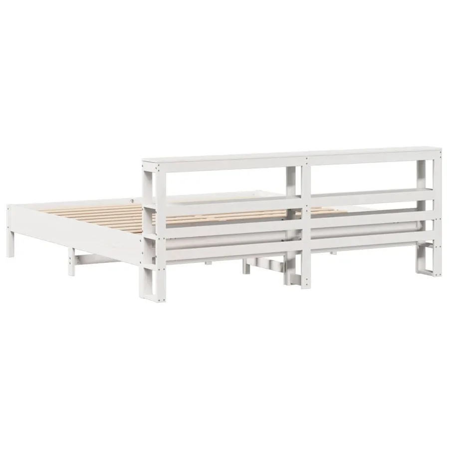 Cadre de lit sans matelas blanc 180x200 cm bois massif de pin - 6