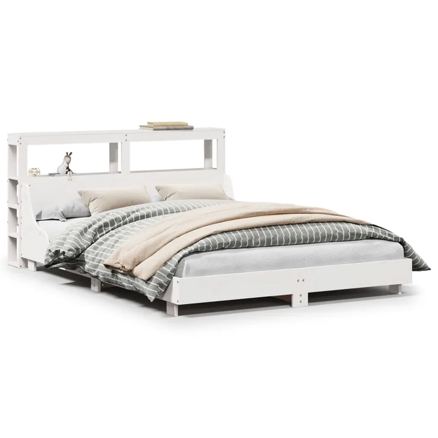 Cadre de lit sans matelas blanc 140x200 cm bois de pin massif - 2
