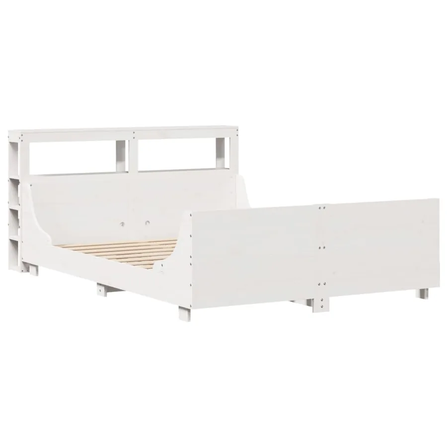 Cadre de lit sans matelas blanc 160x200 cm bois de pin massif - 3