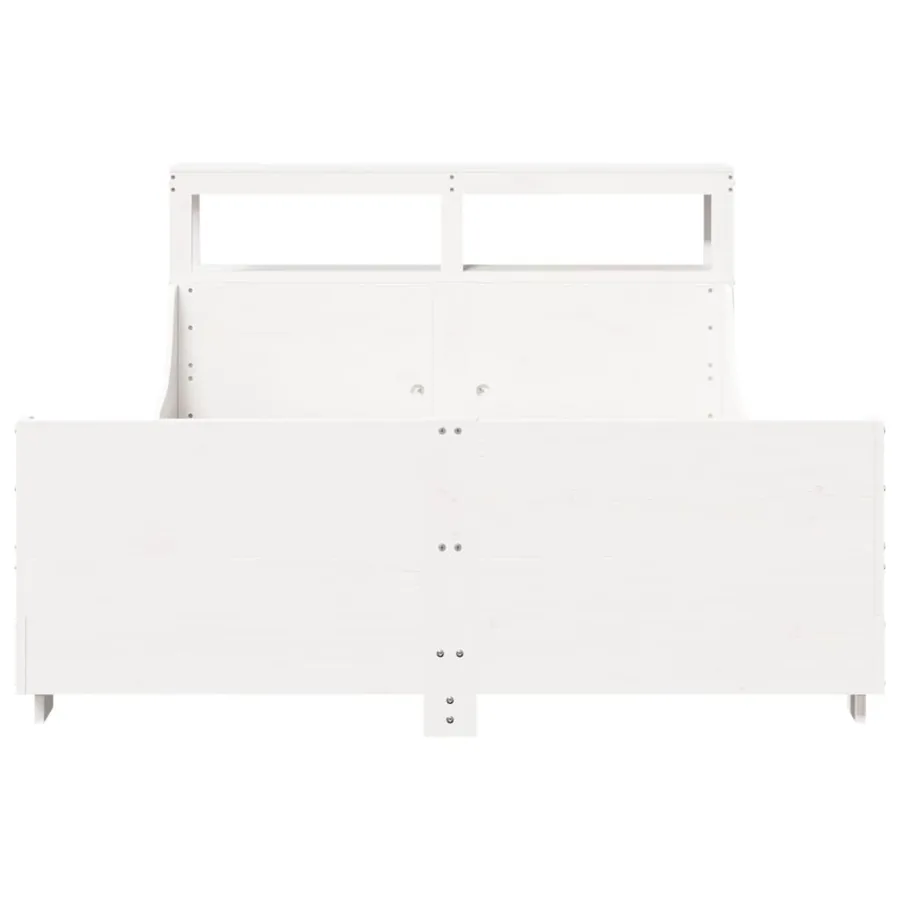 Cadre de lit sans matelas blanc 160x200 cm bois de pin massif - 4