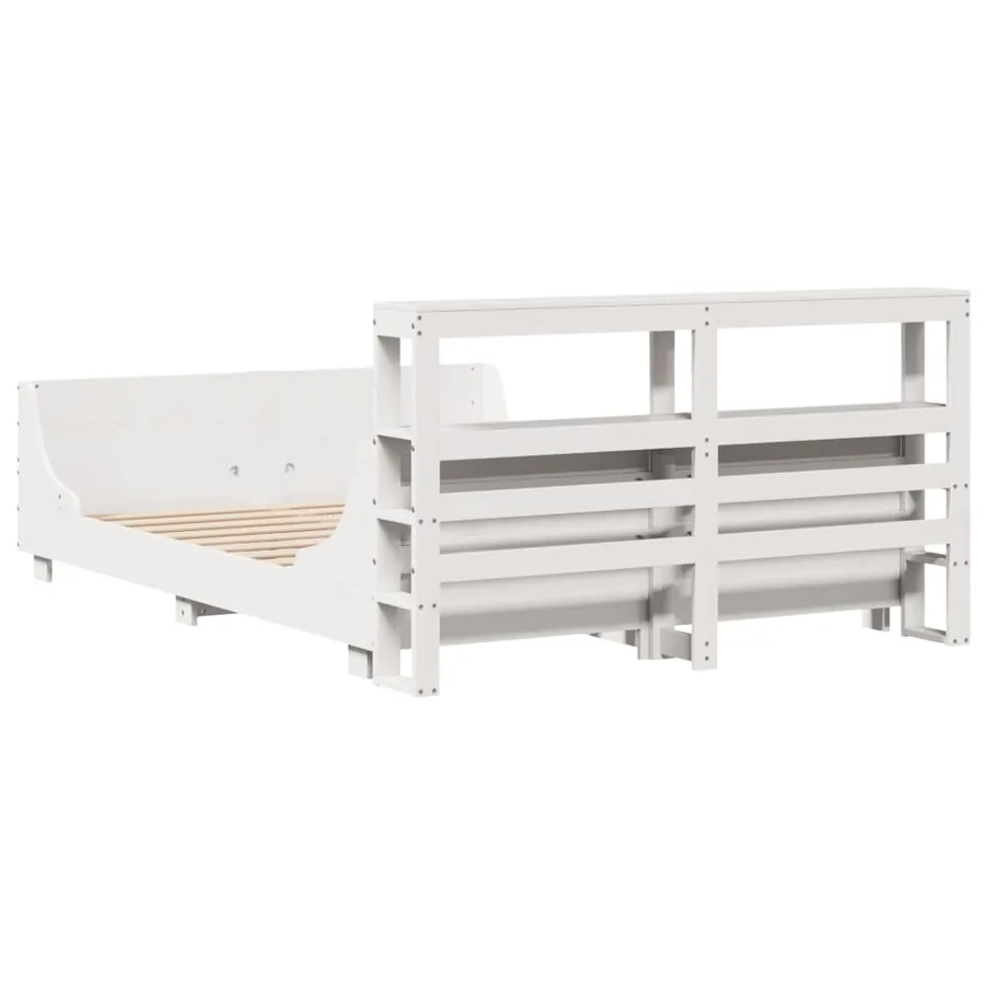 Cadre de lit sans matelas blanc 160x200 cm bois de pin massif - 8