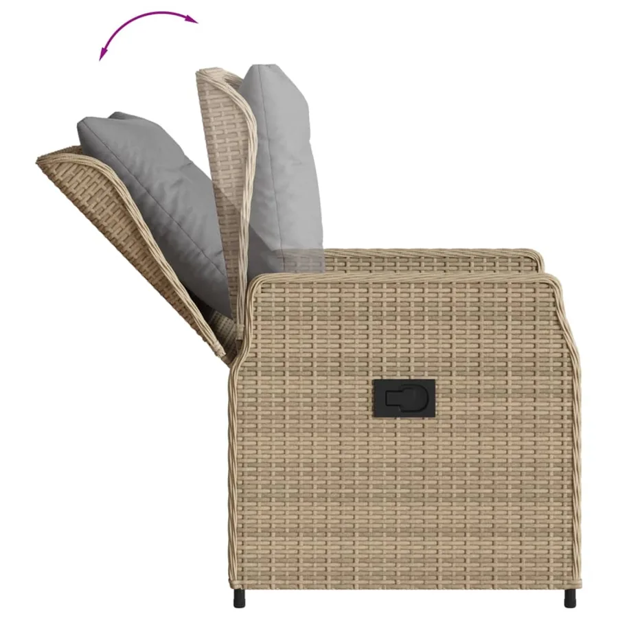 Ensemble à manger de jardin avec coussins 5pcs Beige poly rotin - 5