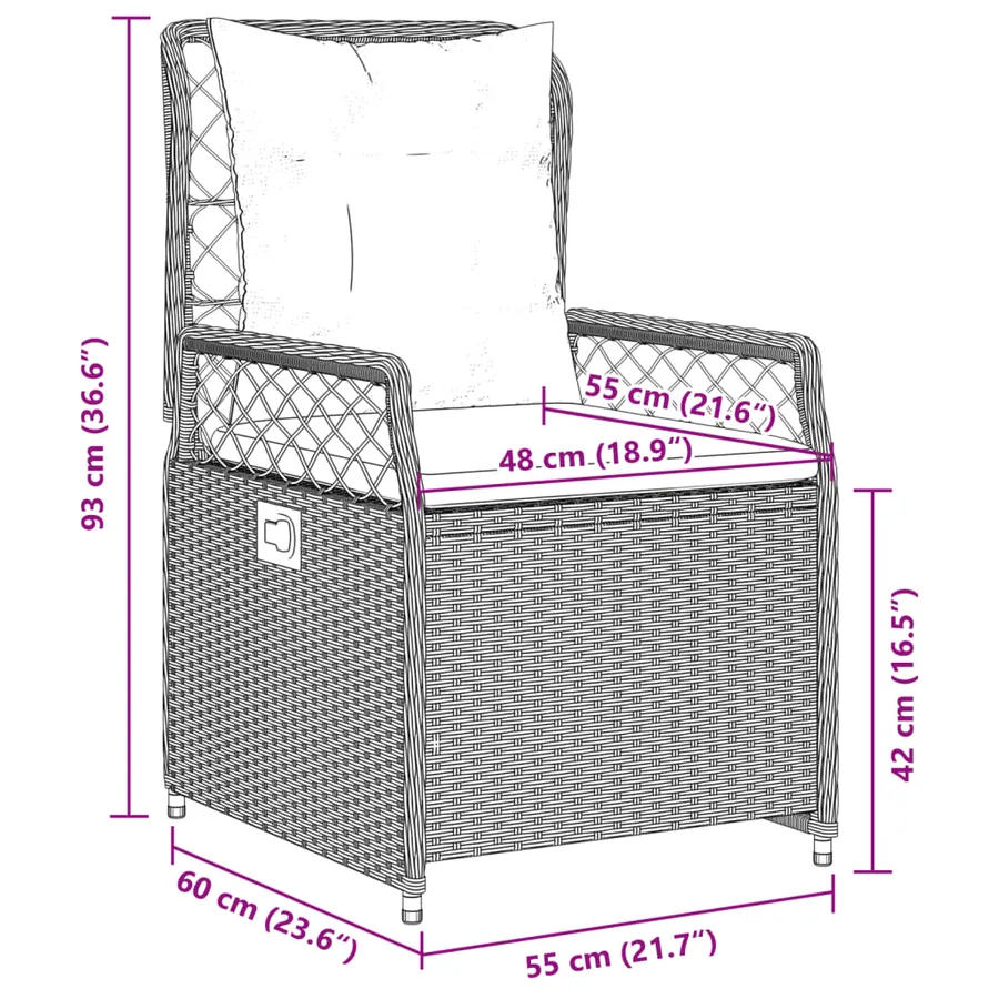 Ensemble à manger de jardin et coussins 7 pcs beige poly rotin - 10