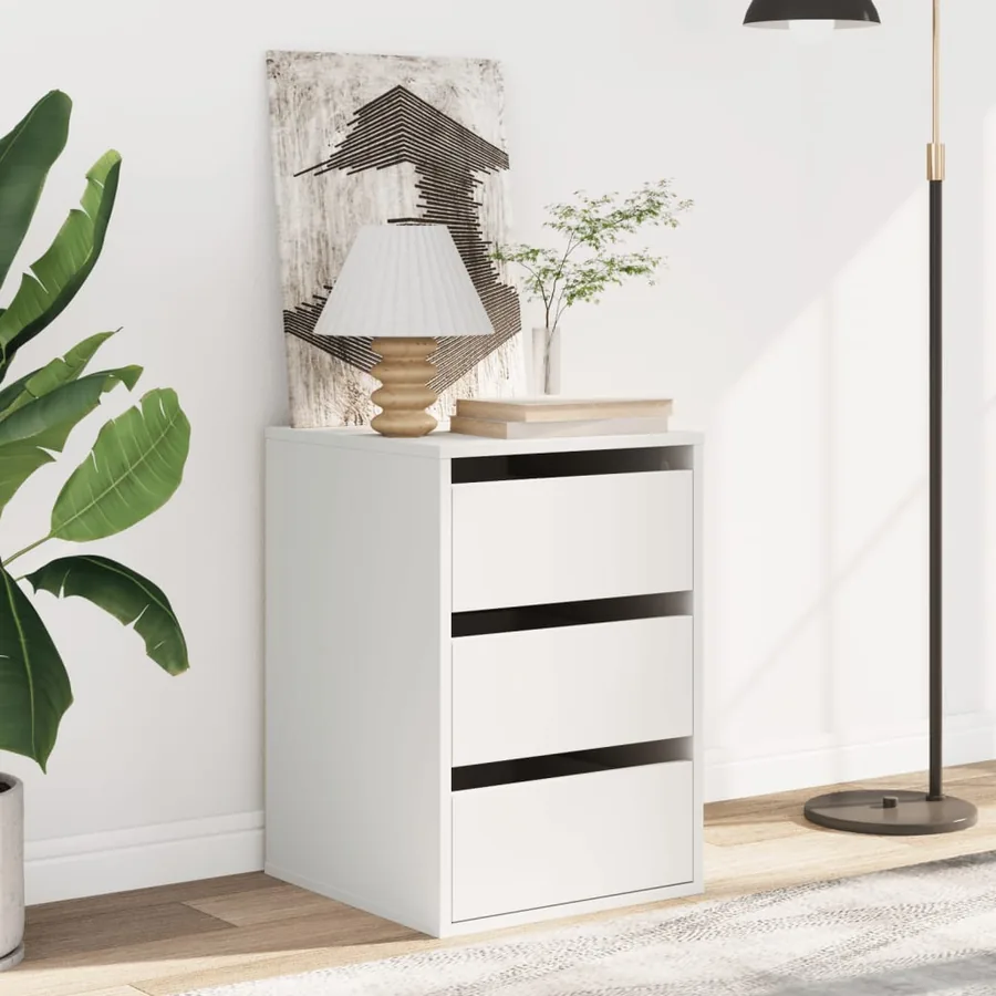 Commode d'angle blanc 40x41x58 cm bois d'ingénierie - 3