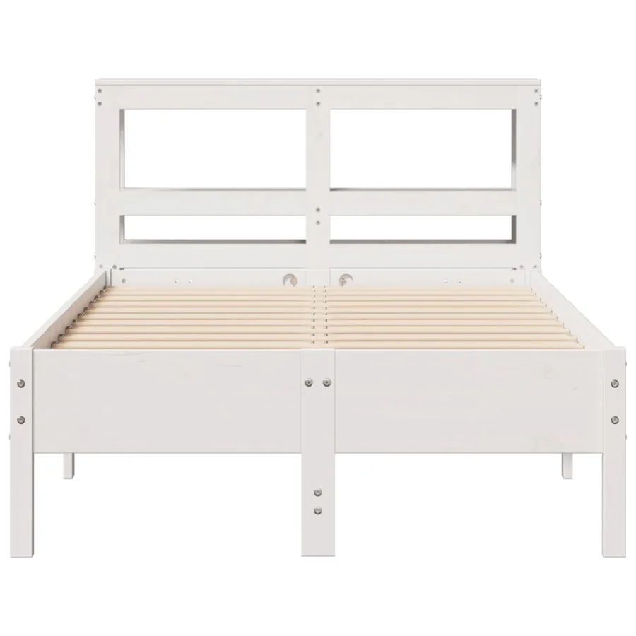 Cadre de lit sans matelas blanc 75x190 cm bois de pin massif - 4
