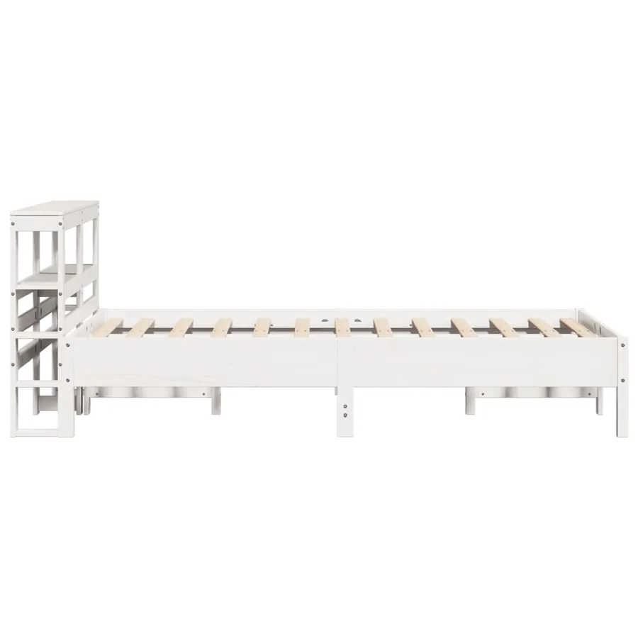 Cadre de lit sans matelas blanc 75x190 cm bois de pin massif - 5