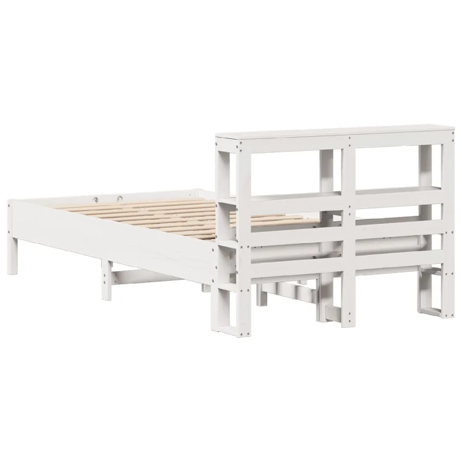 Cadre de lit sans matelas blanc 75x190 cm bois de pin massif - 6