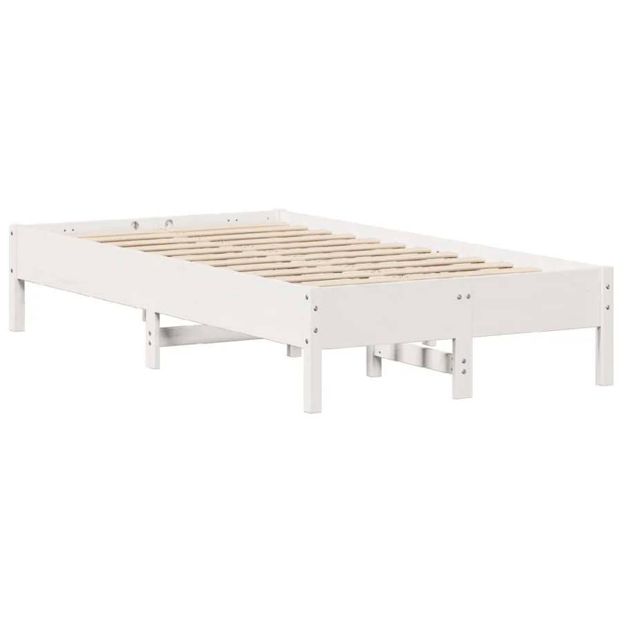 Cadre de lit sans matelas blanc 75x190 cm bois de pin massif - 7