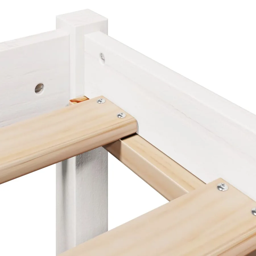 Cadre de lit sans matelas blanc 75x190 cm bois de pin massif - 9