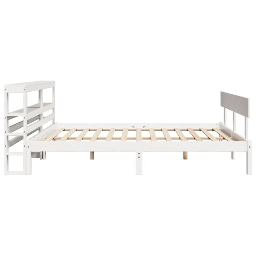 Cadre de lit sans matelas blanc 135x190 cm bois de pin massif - 5