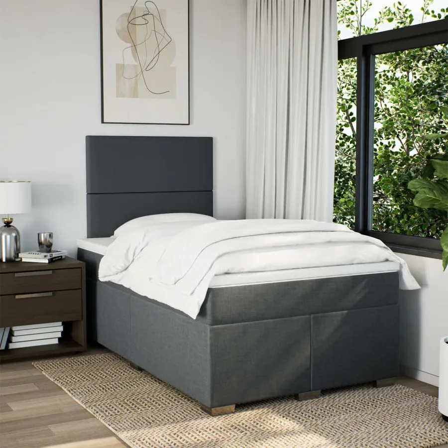 Sommier à lattes de lit avec matelas Gris foncé 120x200cm Tissu - 3