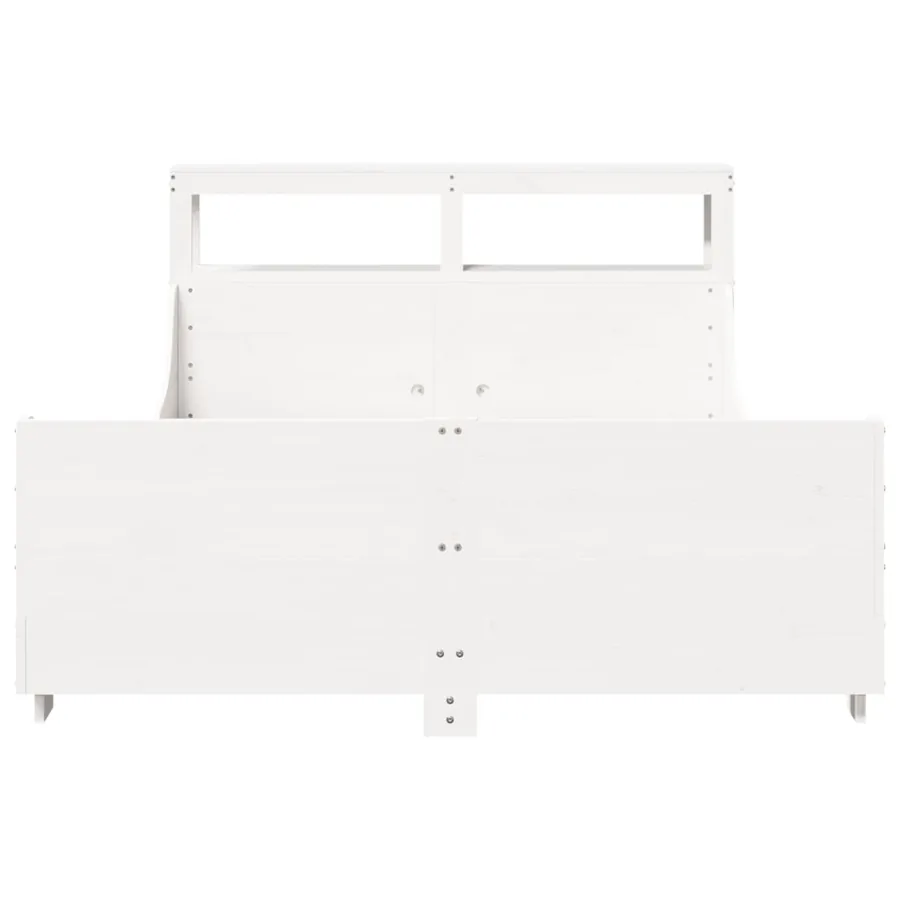 Cadre de lit sans matelas blanc 135x190 cm bois de pin massif - 4
