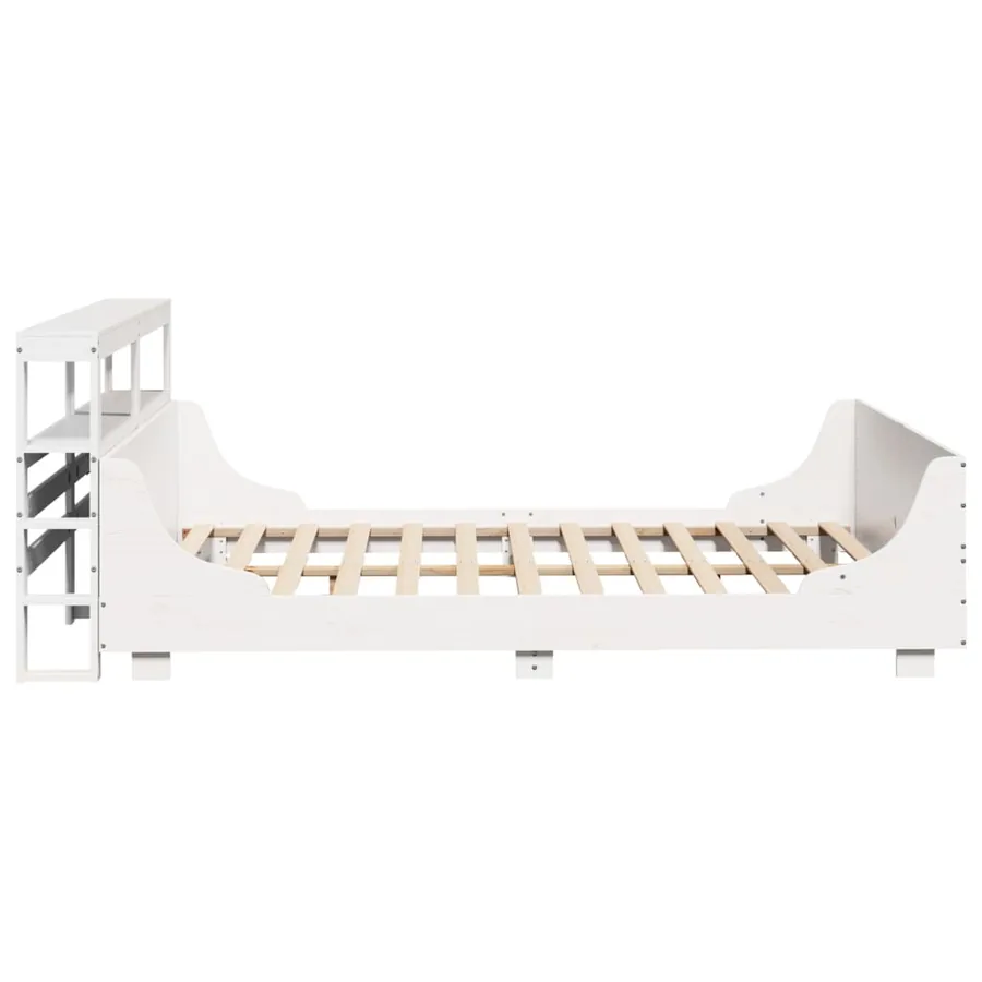 Cadre de lit sans matelas blanc 135x190 cm bois de pin massif - 7