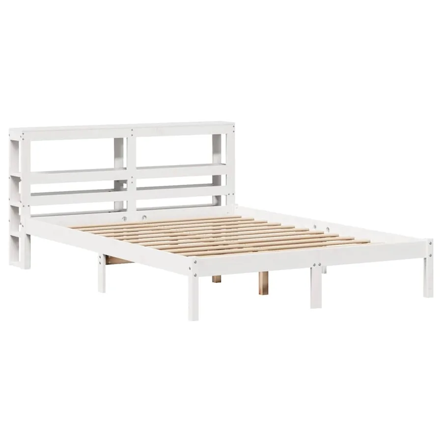 Cadre de lit sans matelas blanc 135x190 cm bois de pin massif - 3