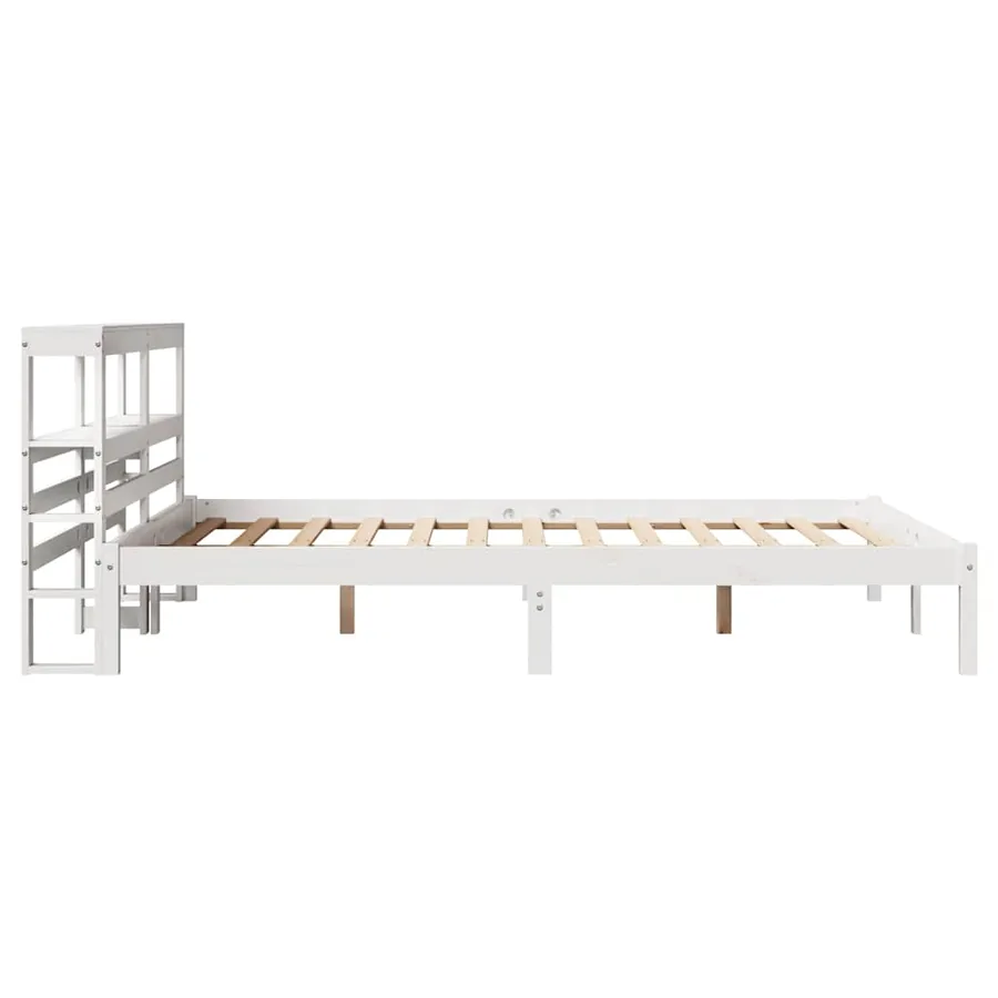 Cadre de lit sans matelas blanc 135x190 cm bois de pin massif - 5