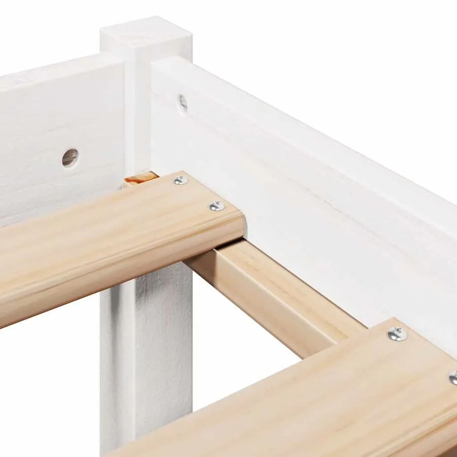 Cadre de lit sans matelas blanc 135x190 cm bois de pin massif - 9