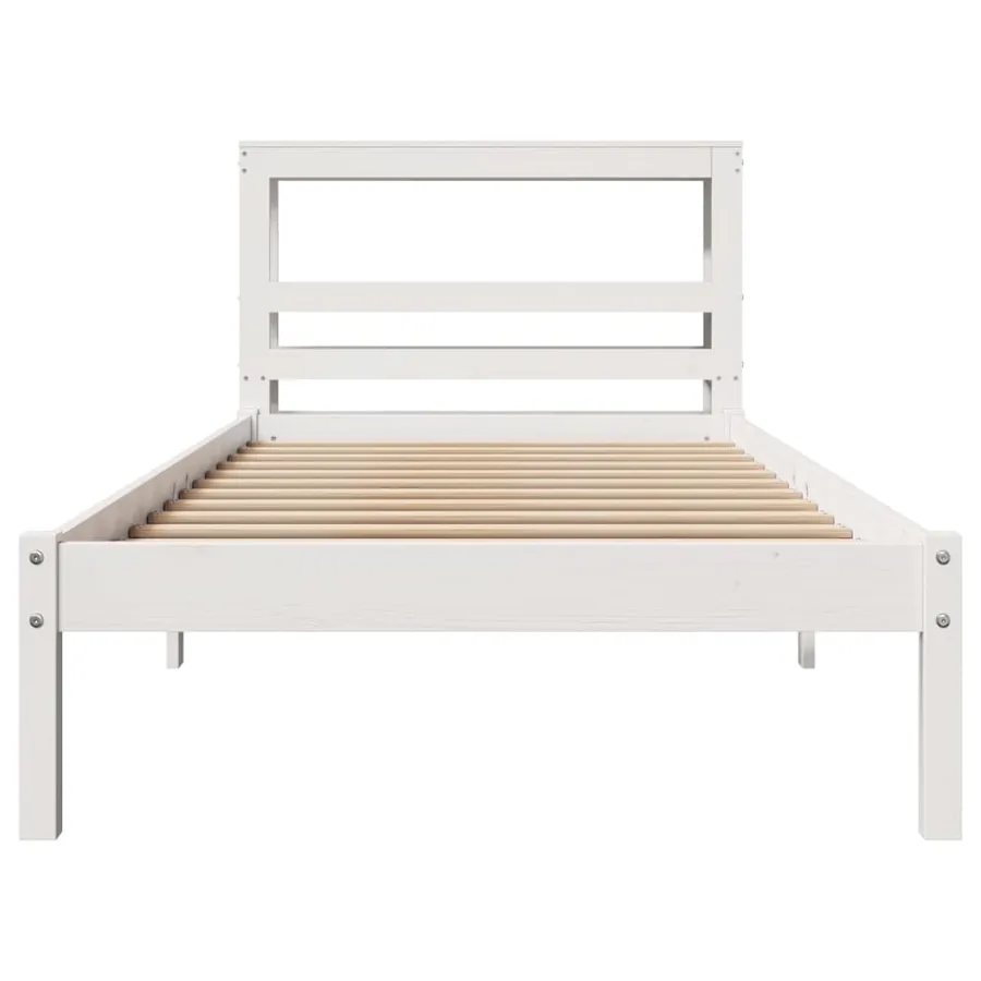 Cadre de lit sans matelas blanc 75x190 cm bois de pin massif - 4
