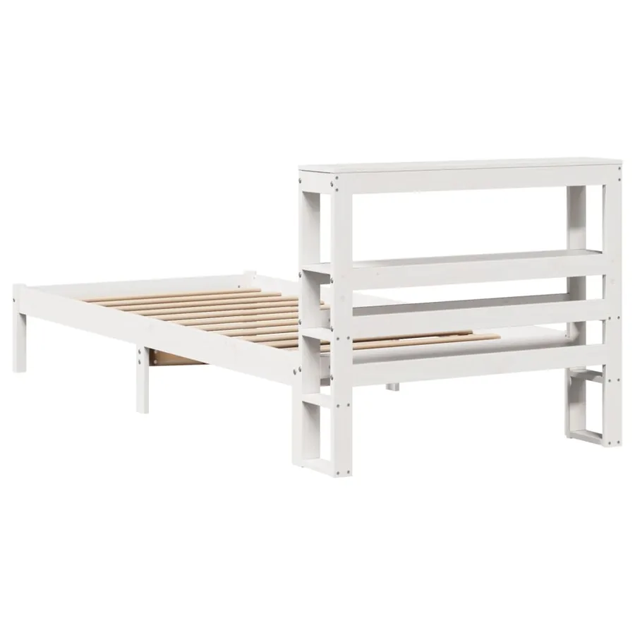 Cadre de lit sans matelas blanc 75x190 cm bois de pin massif - 6
