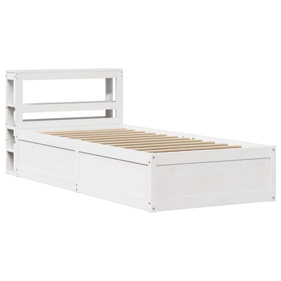 Cadre de lit avec tête de lit blanc 75x190cm bois de pin massif - 2