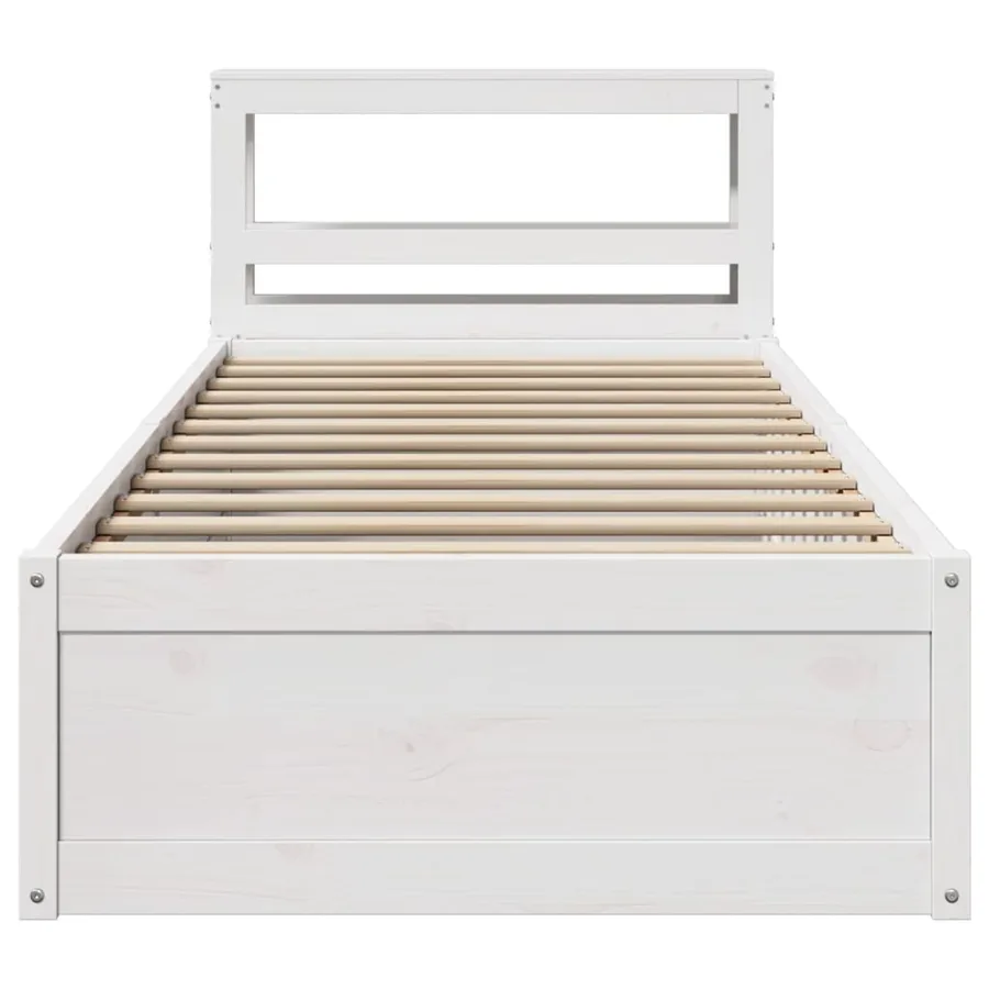 Cadre de lit avec tête de lit blanc 75x190cm bois de pin massif - 4