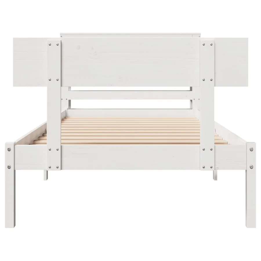 Cadre de lit sans matelas blanc 75x190 cm bois de pin massif - 4