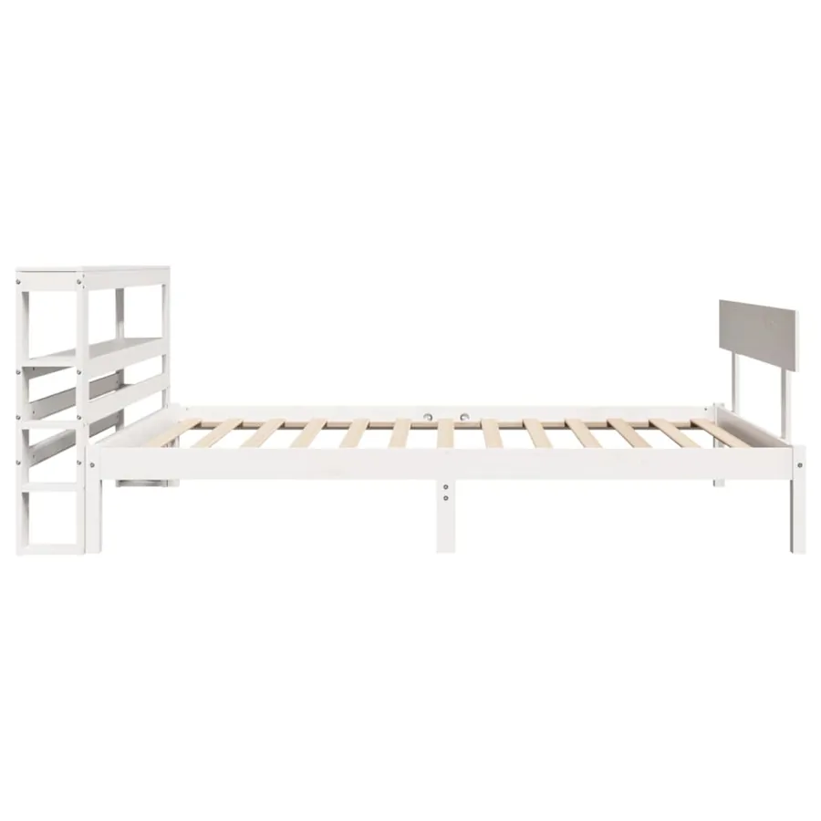 Cadre de lit sans matelas blanc 75x190 cm bois de pin massif - 5