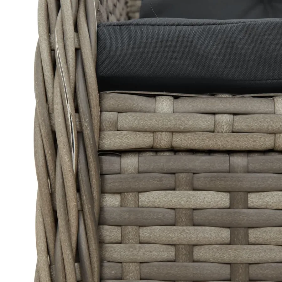 Ensemble à manger de jardin 5 pcs coussins gris résine tressée - 6