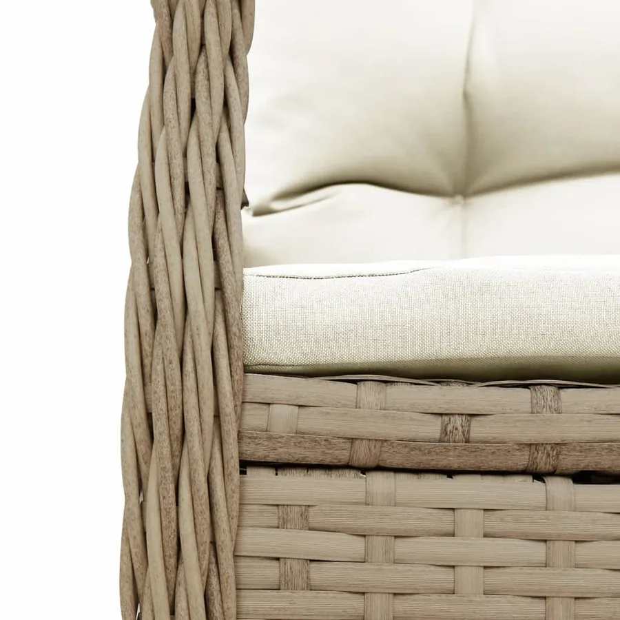 Ensemble à manger de jardin et coussins 9 pcs beige Poly rotin - 6