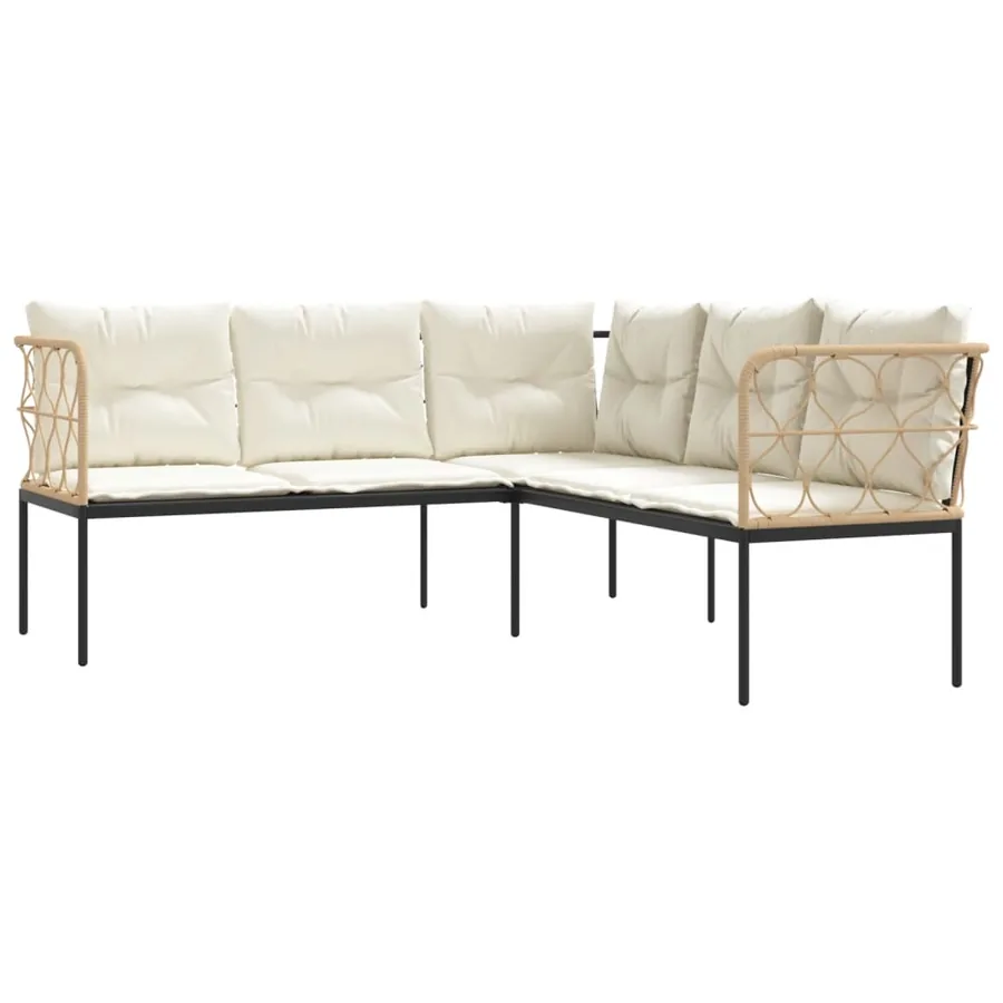 Canapé de jardin avec coussins forme de L noir acier textilène - 2