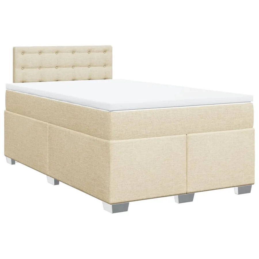 Sommier à lattes de lit avec matelas Crème 120x200 cm Tissu - 2