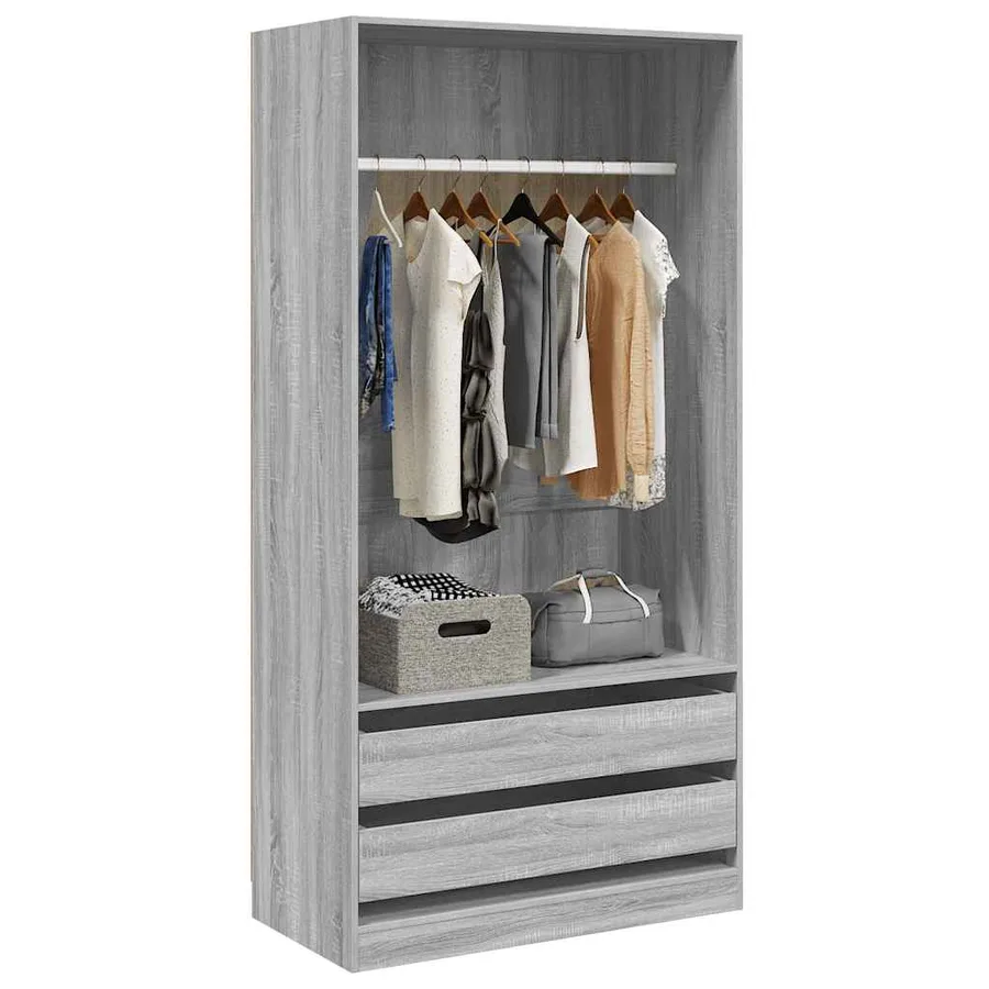 Garde-robe Sonoma gris 100x50x200 cm Bois d'ingénierie - 3
