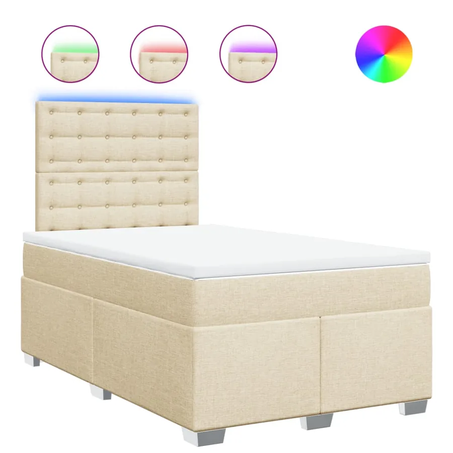 Sommier à lattes de lit avec matelas Crème 120x200 cm Tissu - 2