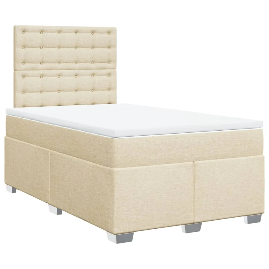 Sommier à lattes de lit avec matelas Crème 120x200 cm Tissu - 3