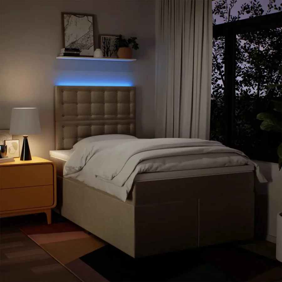 Sommier à lattes de lit avec matelas Crème 120x200 cm Tissu - 5