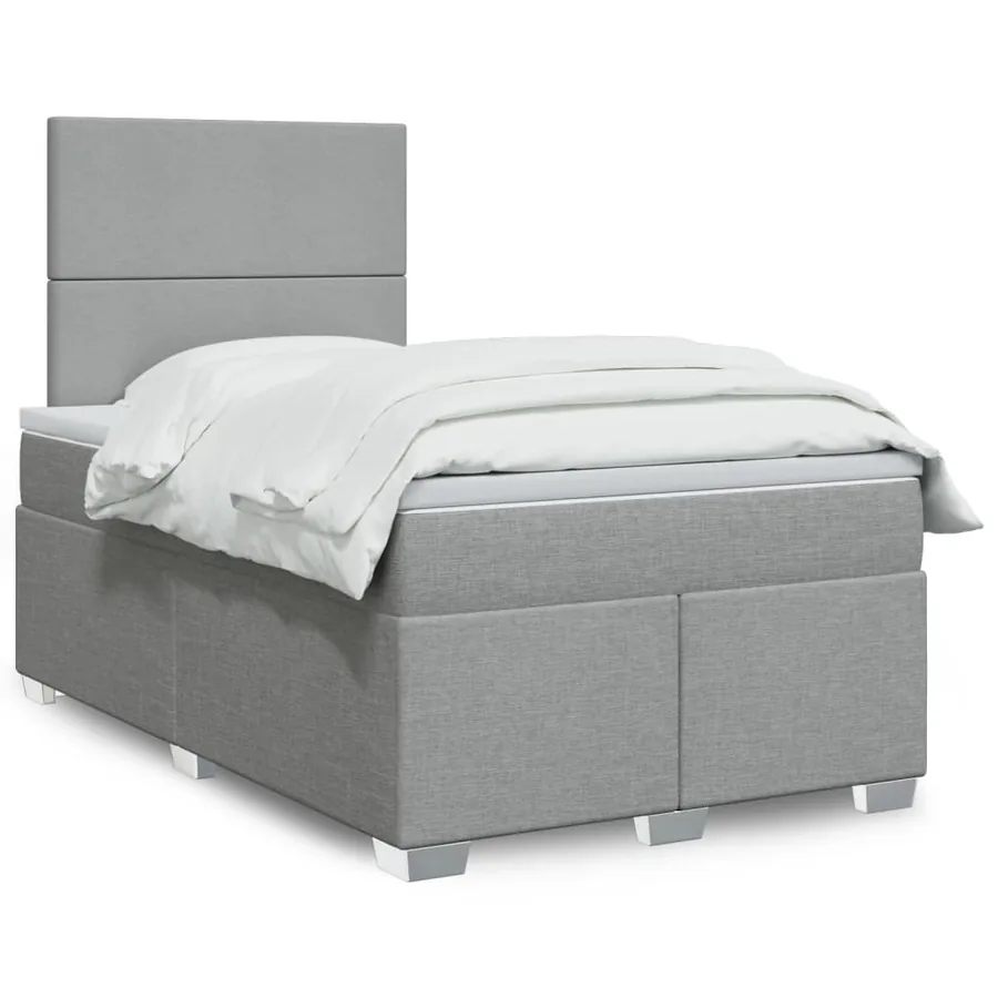 Sommier à lattes de lit avec matelas Gris clair 120x200cm Tissu