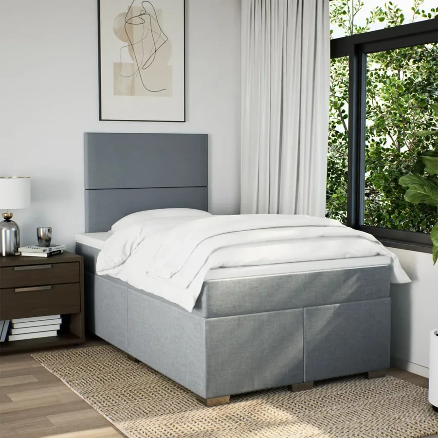 Sommier à lattes de lit avec matelas Gris clair 120x200cm Tissu - 4